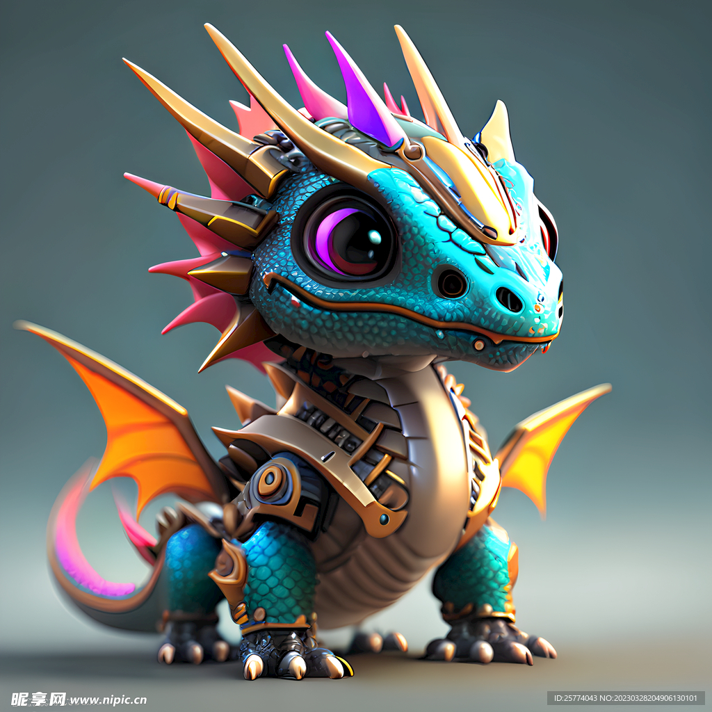 生肖龙机甲插画