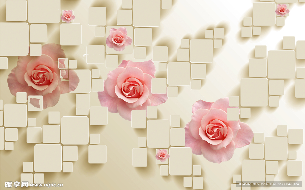 方块拼接月桂背景素材