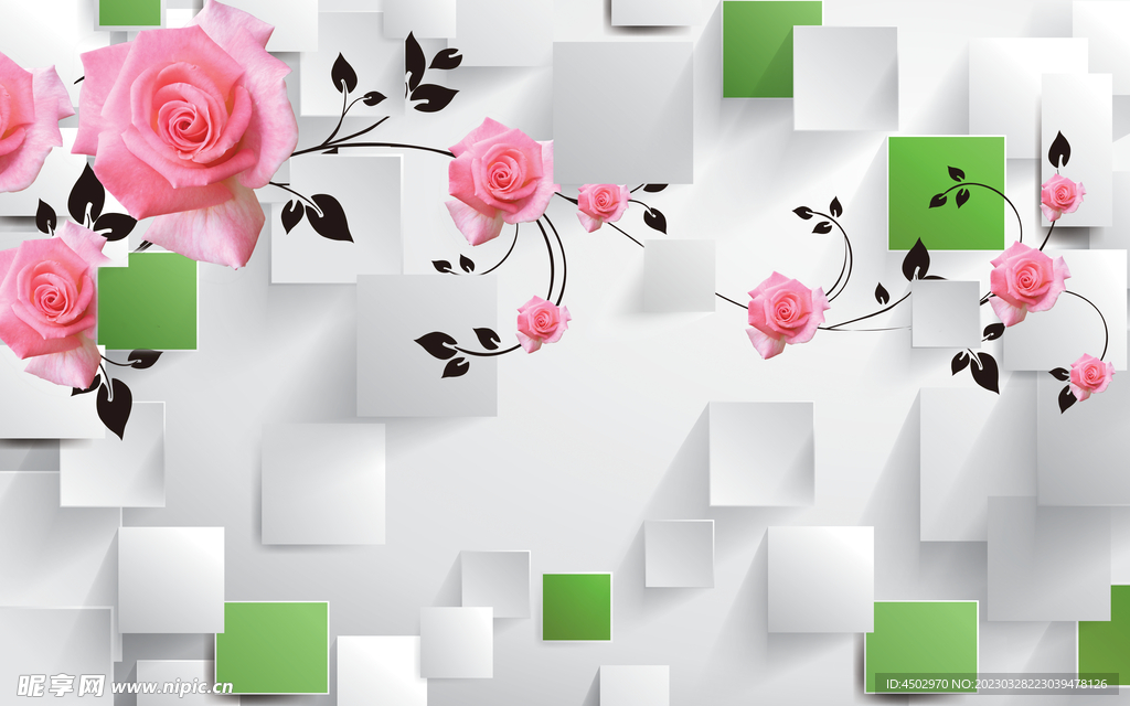 方块玫瑰背景素材