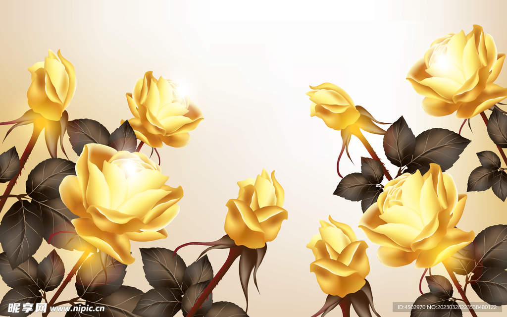 金色玫瑰背景素材