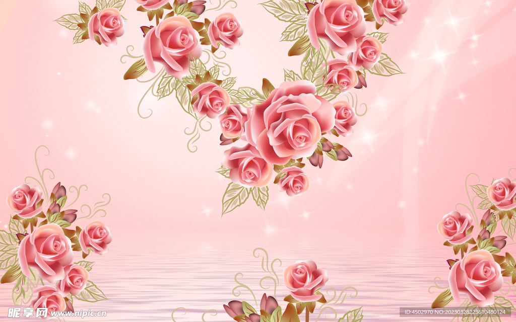 粉红玫瑰花背景婚纱背景