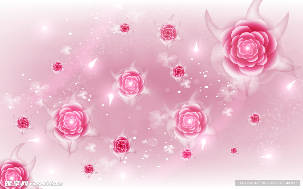 粉红玫瑰日韩风电视背景墙