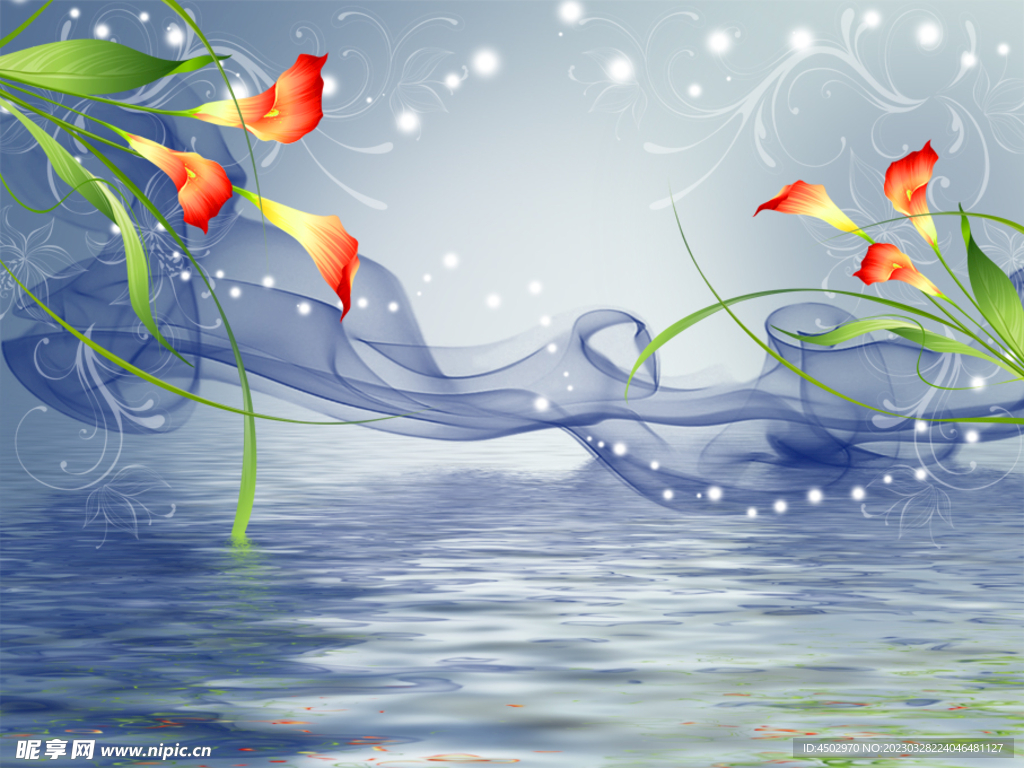 蓝色背景电视背景墙素材