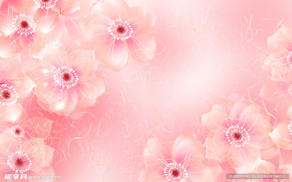 日韩风粉红花背景素材