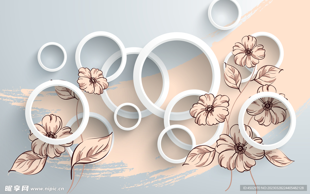 全矢量现代立体手绘花纹客厅电视