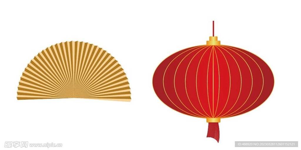矢量扇子 灯笼