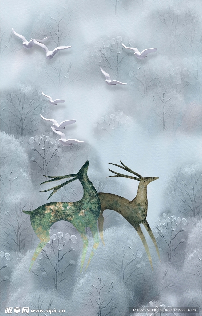 麋鹿装饰画