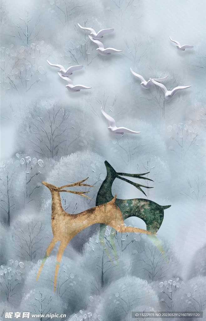 麋鹿装饰画