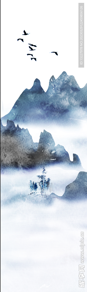 意境水墨山水倒影