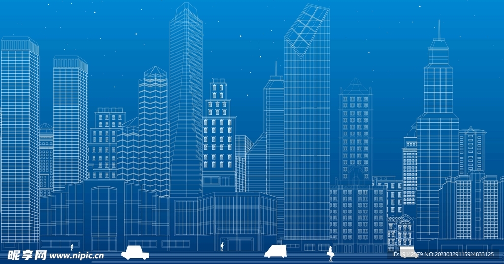 建筑剪影建筑线稿