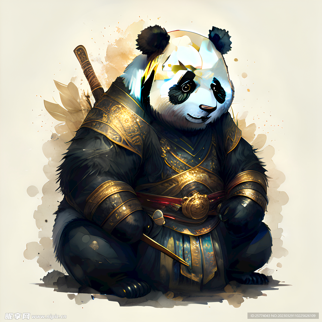 大熊猫仙侠插画
