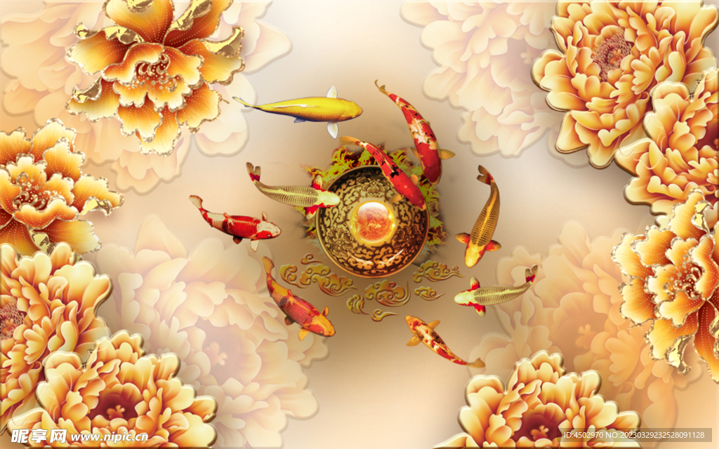 年年有鱼背景素材