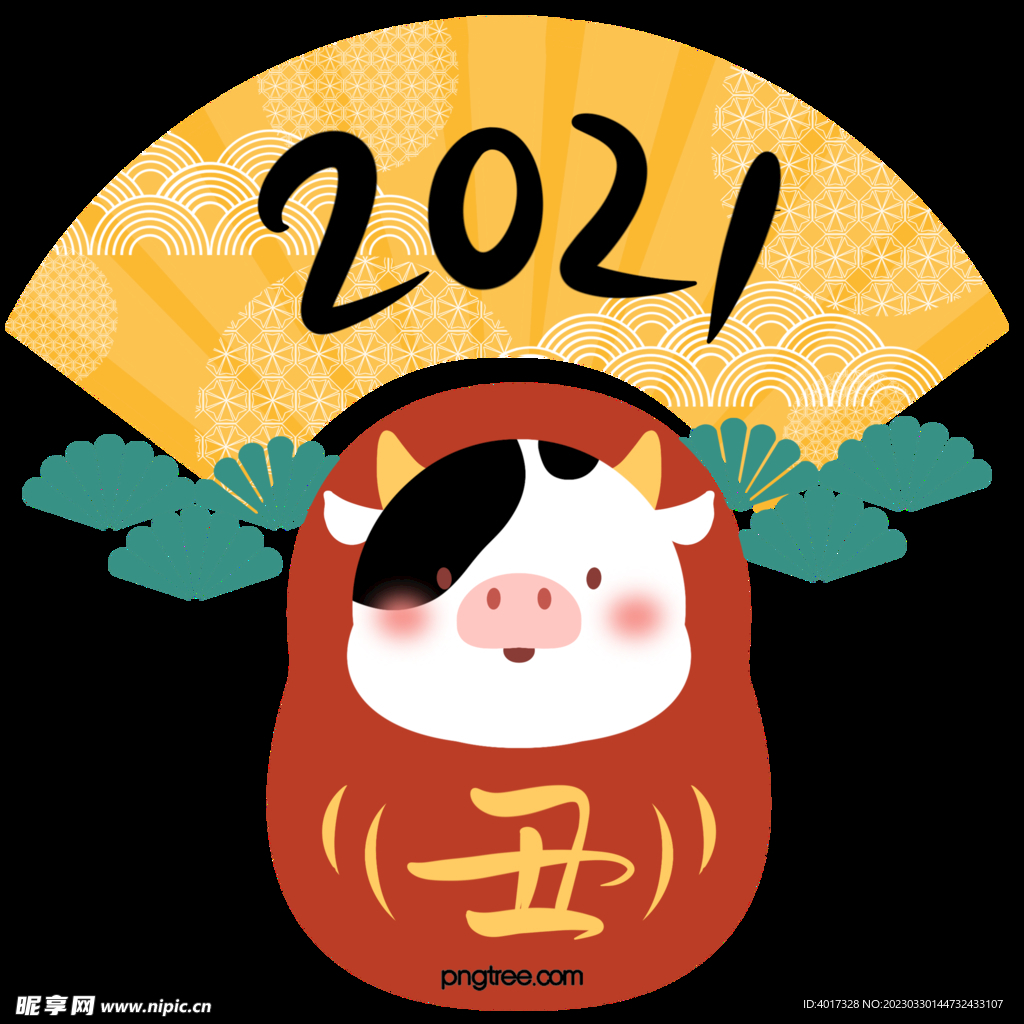 日式卡通牛扇子造型