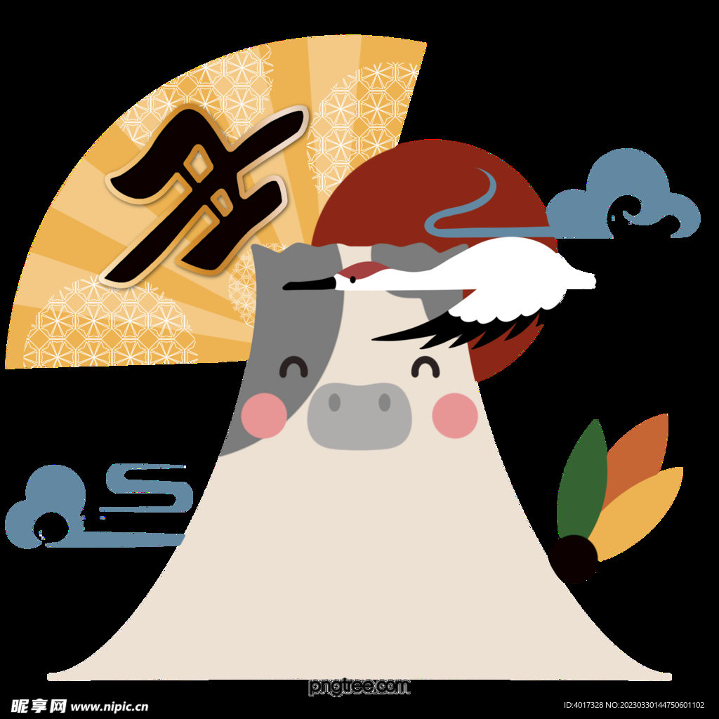 日式卡通猪扇子造型