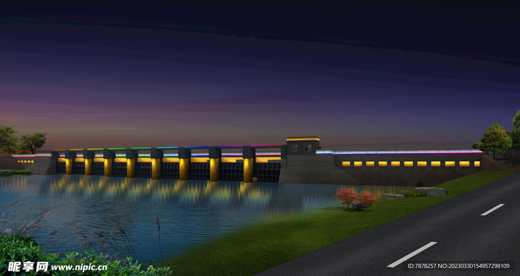 长相湖水闸夜景照明