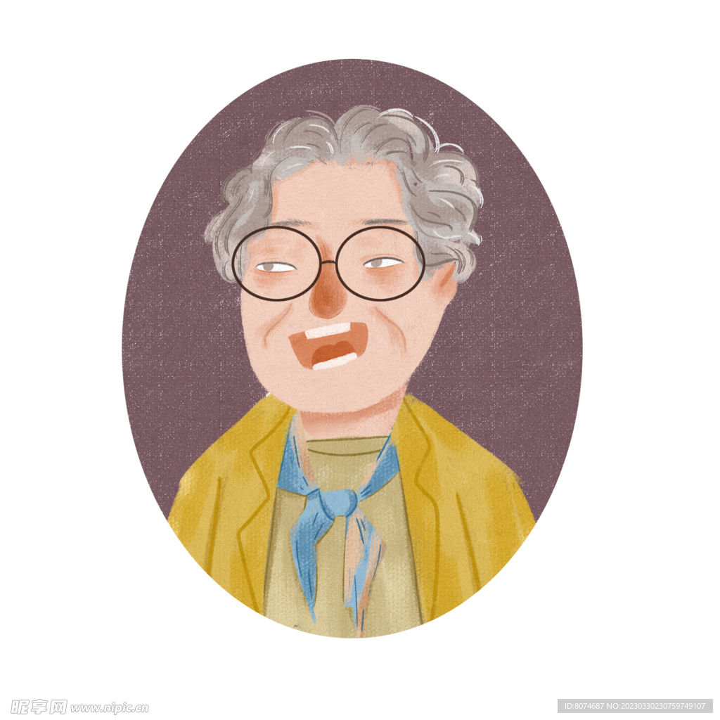 插画头像奶奶画像