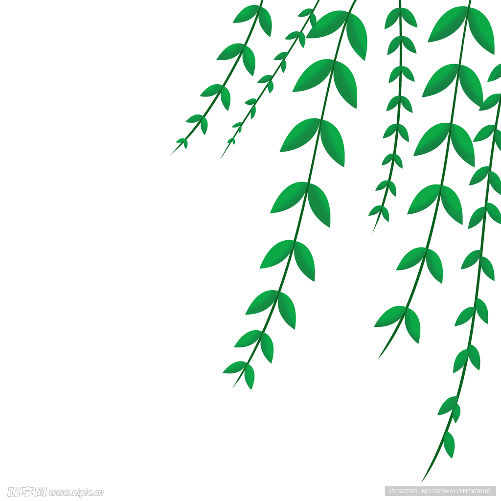 风扶动树叶矢量柳条元素春天树木