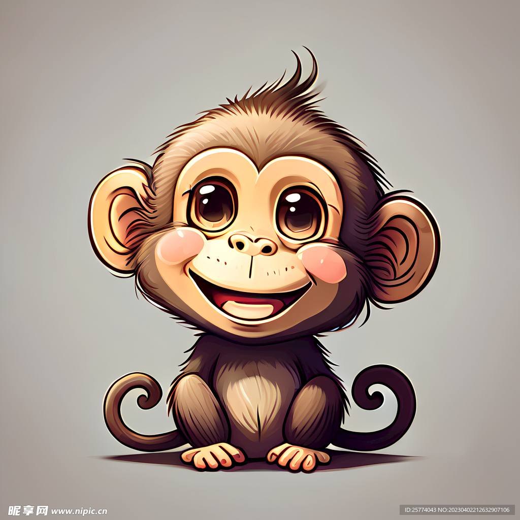 开心的猴插画