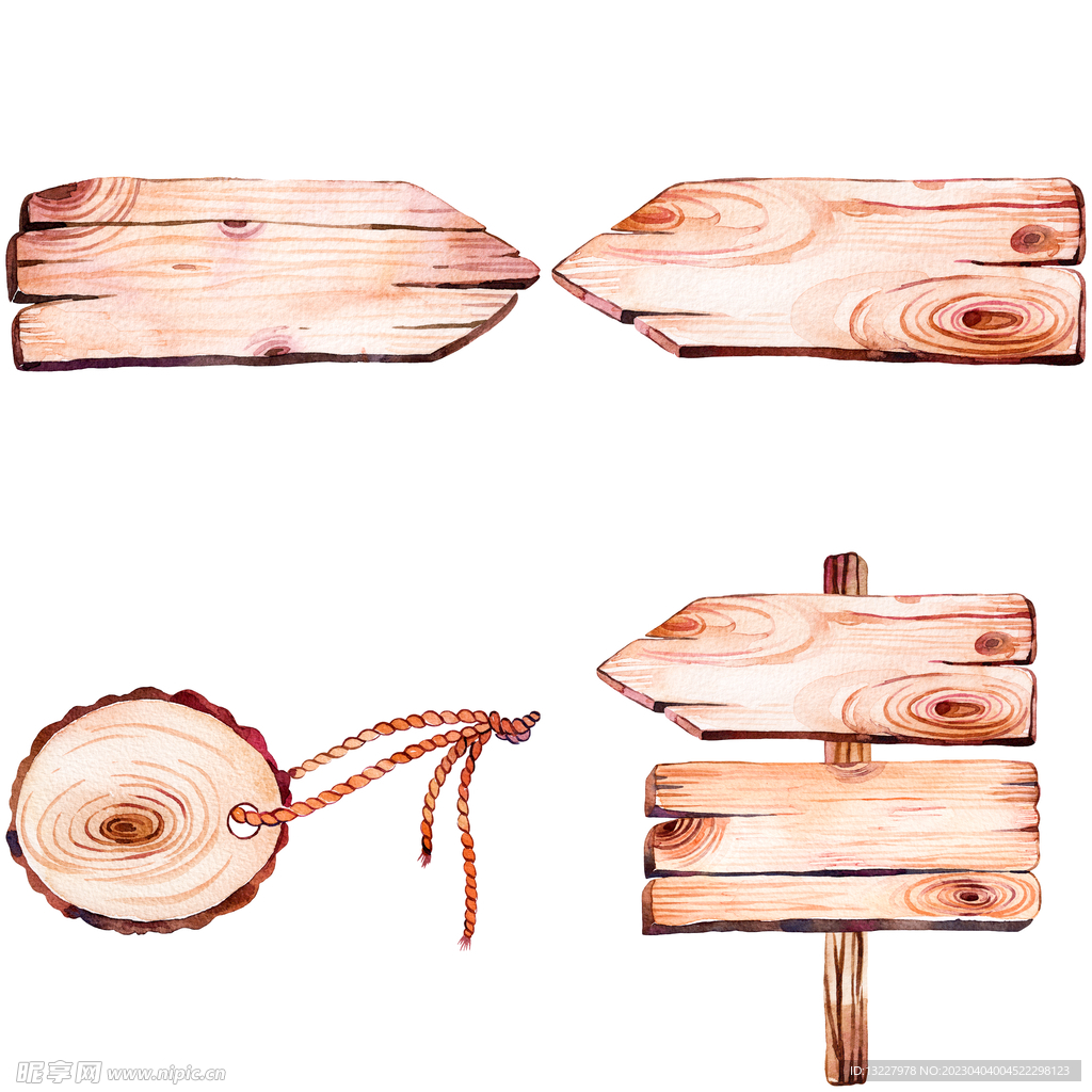 手绘木纹指示牌
