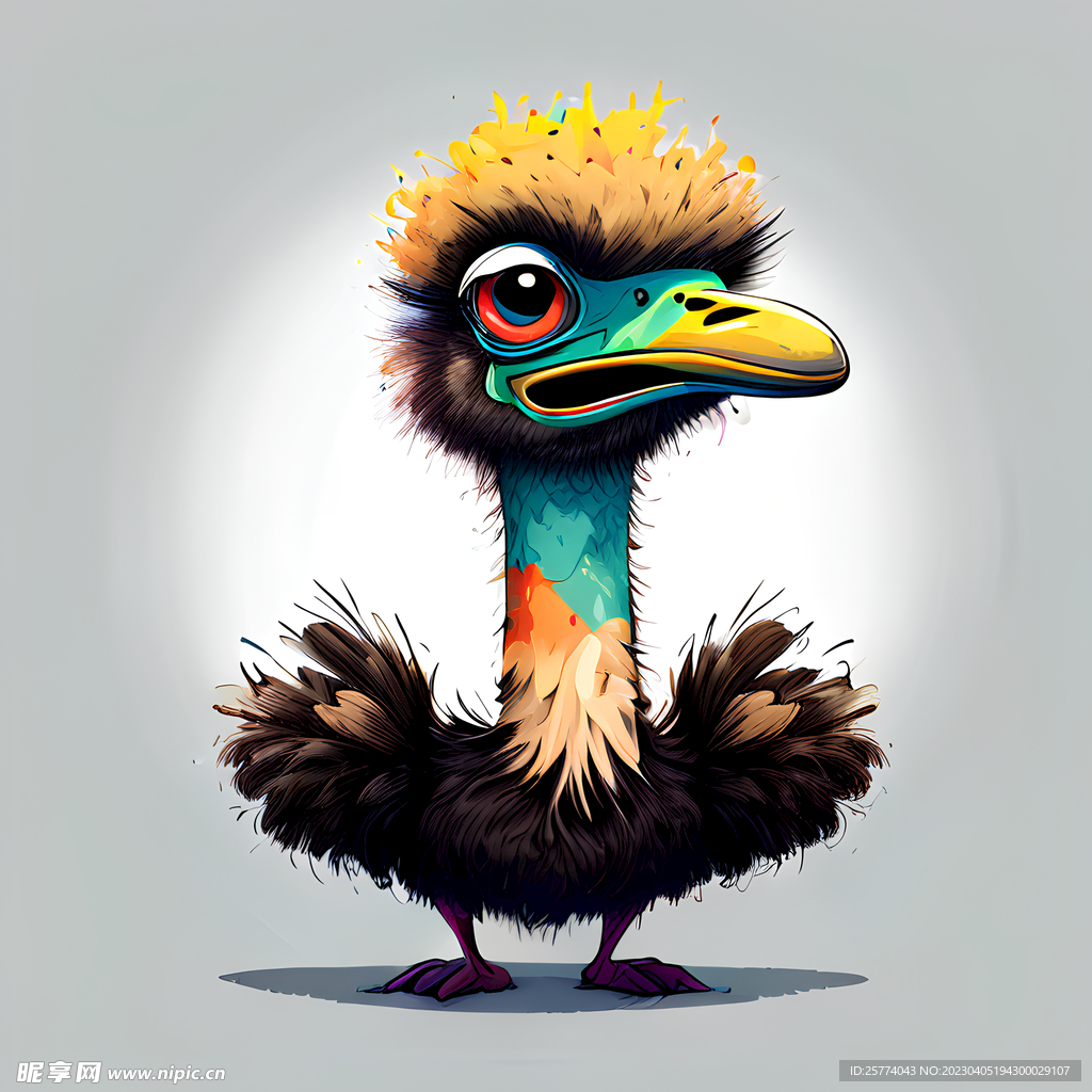 卡通鸵鸟插画