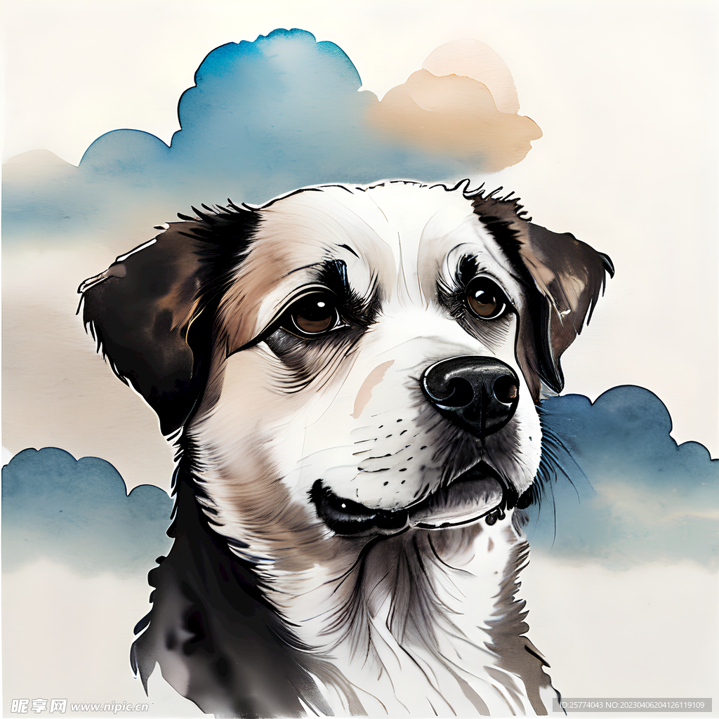 水彩小狗