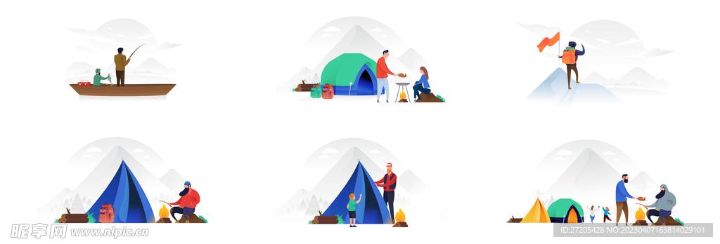 户外旅行登山素材 人物剪影