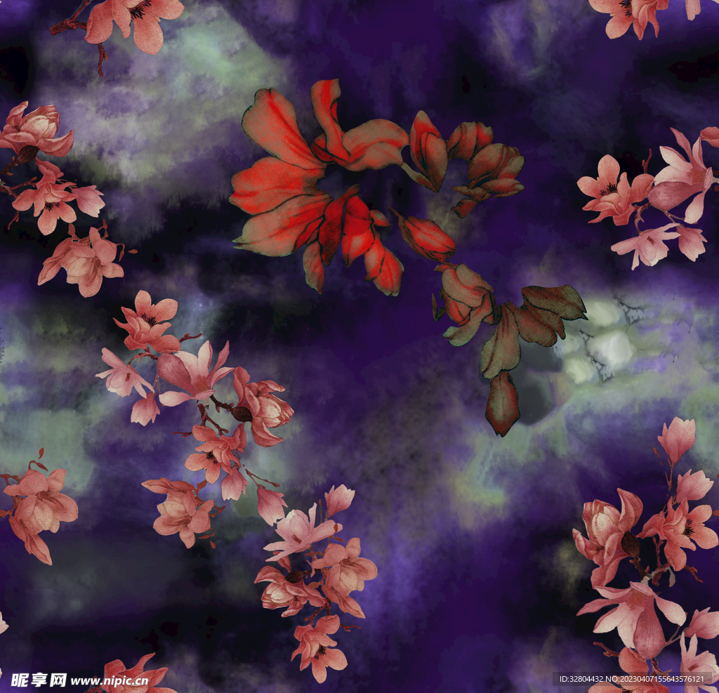 数码印花 扎染花