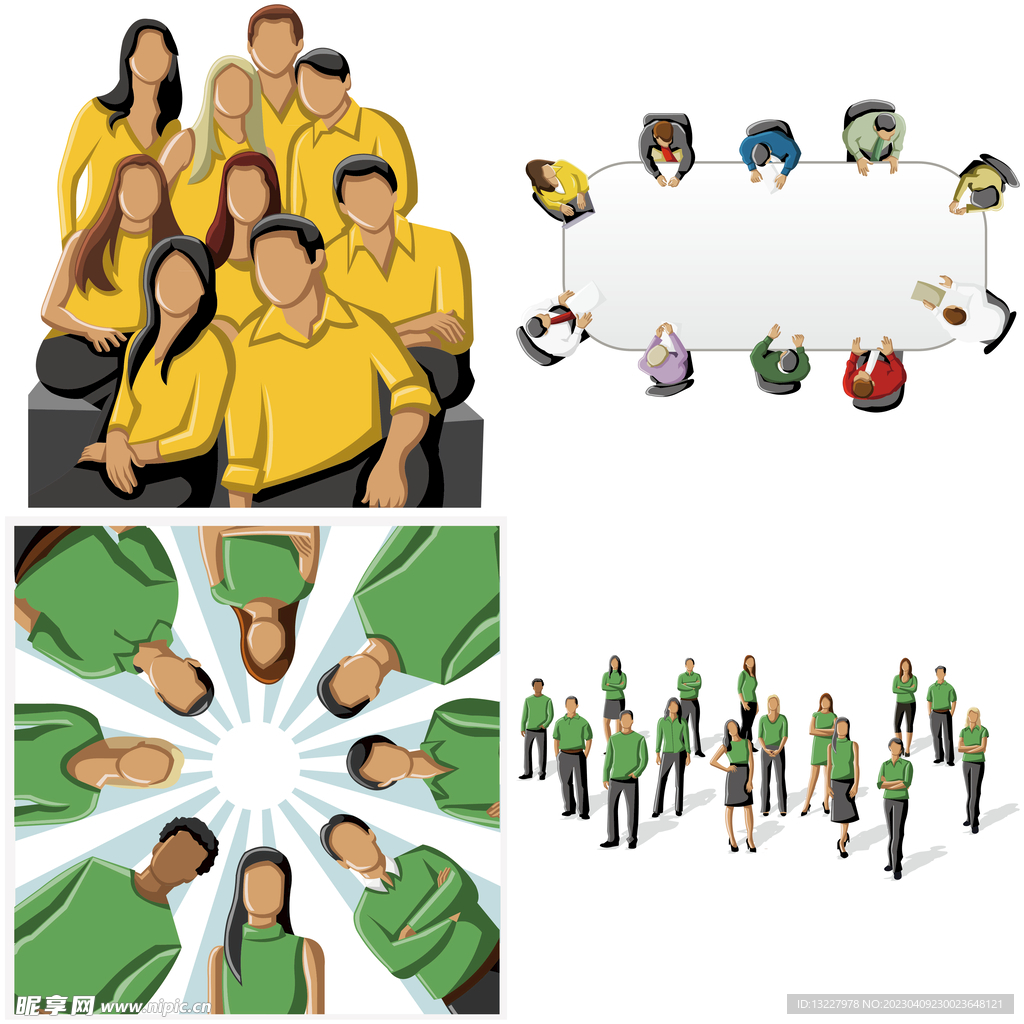 彩色矢量卡通商务团队人物 