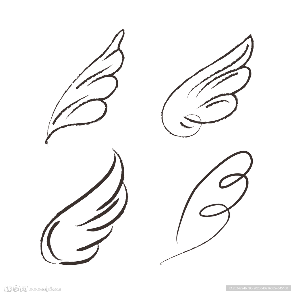 手绘翅膀线稿