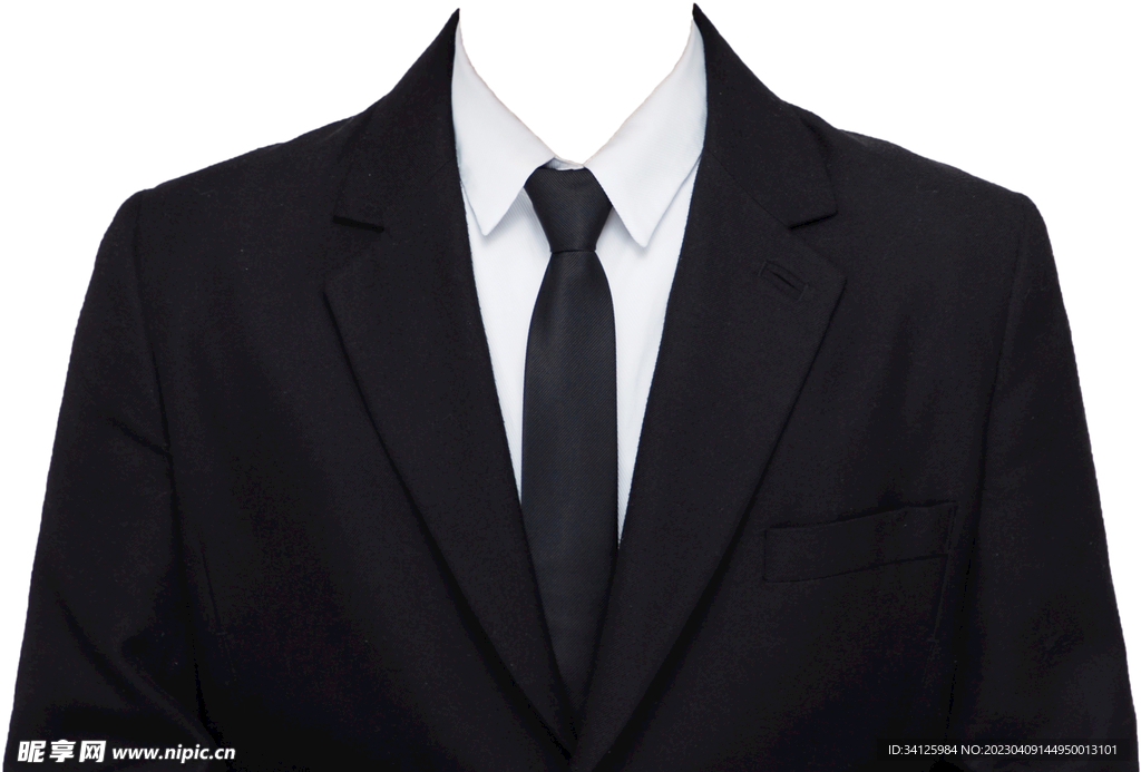 黑西装白衬衫黑领带男证件照