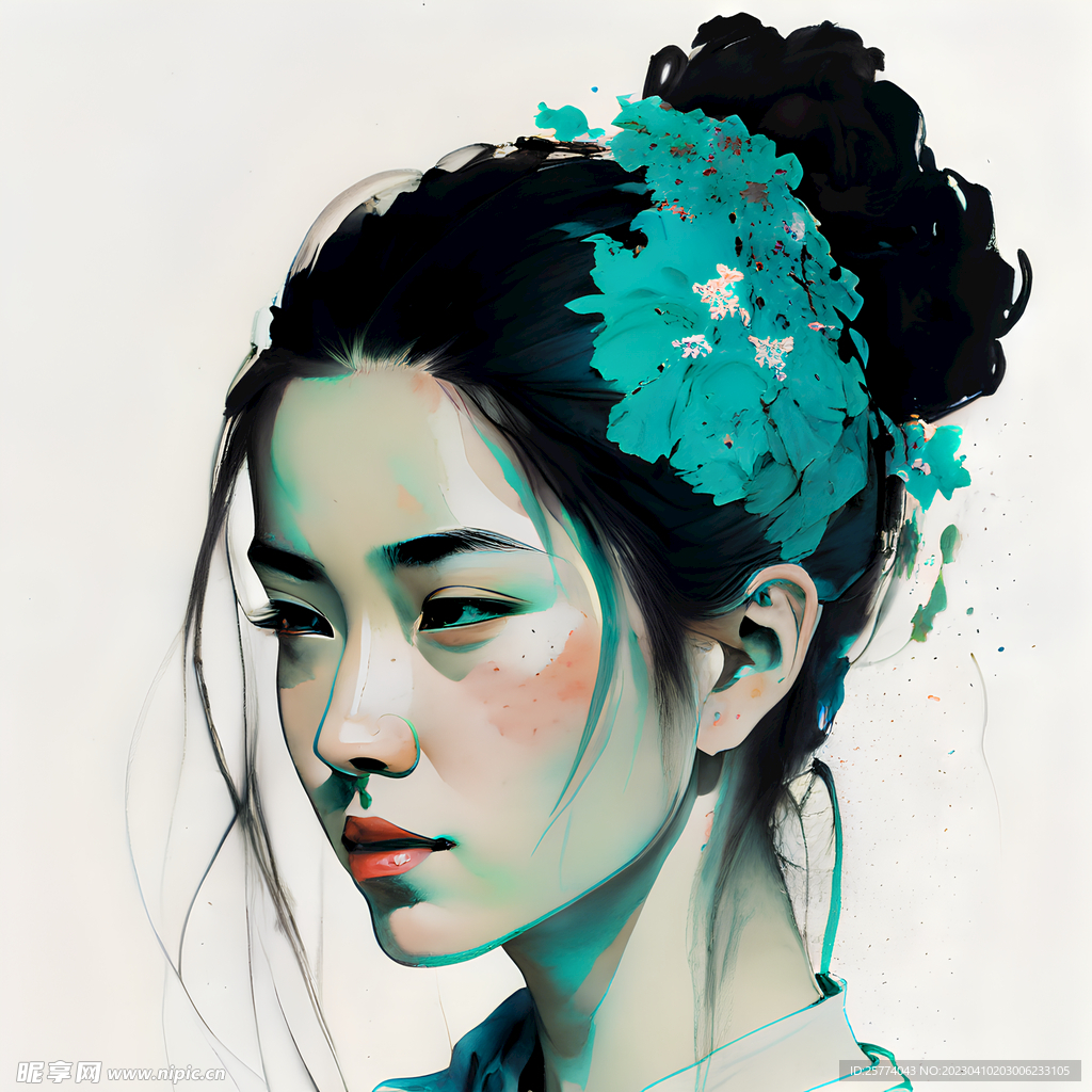 美女头像插画