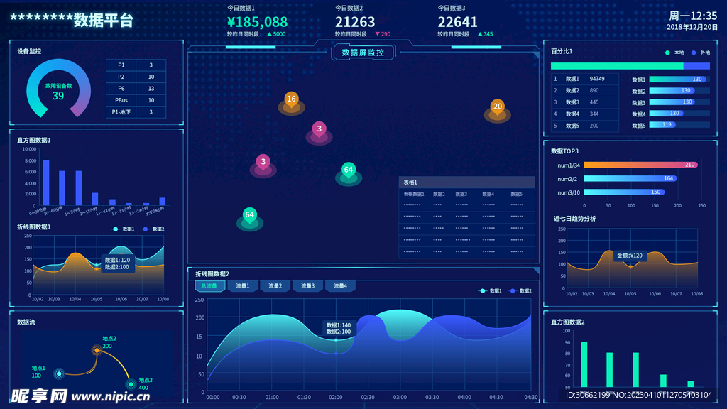 蓝色科技智能化大屏