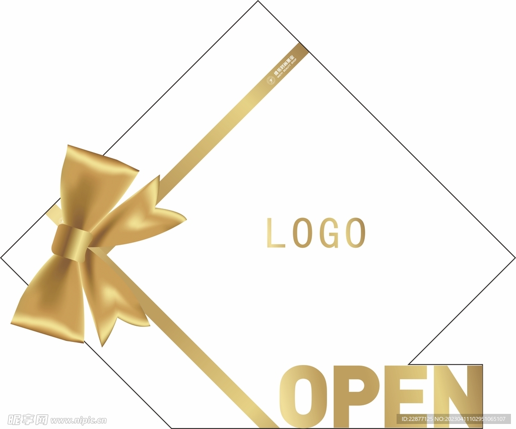 开业背景墙展板OPEN菱形金色