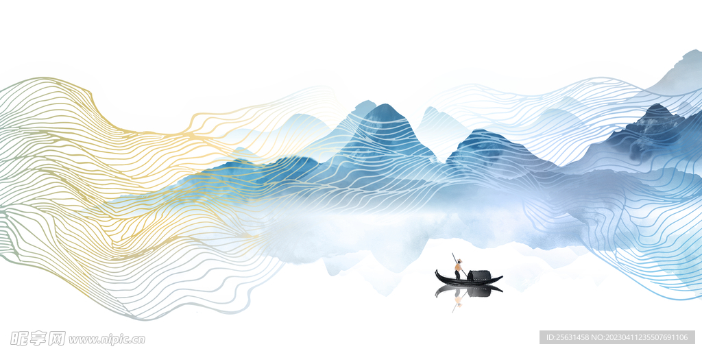 新中式水墨山水背景