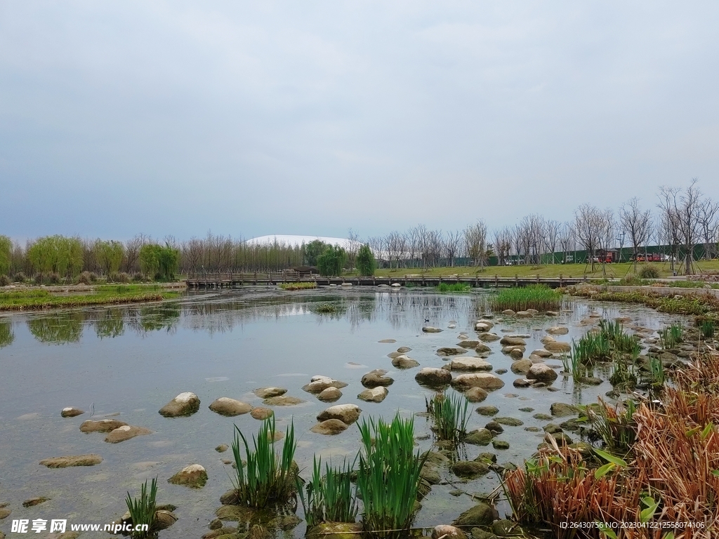 湖边石头滩风景
