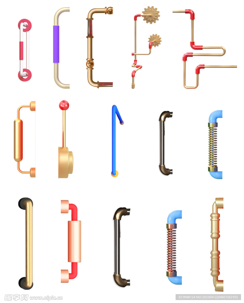 c4d装饰管道水管png素材