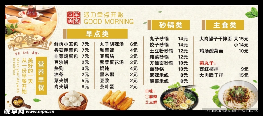 营养早餐展板海报