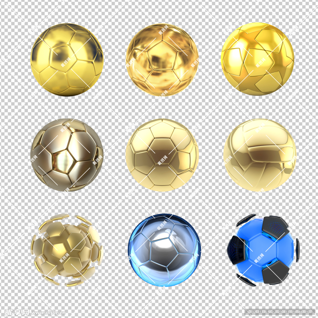 金属材质足球素材