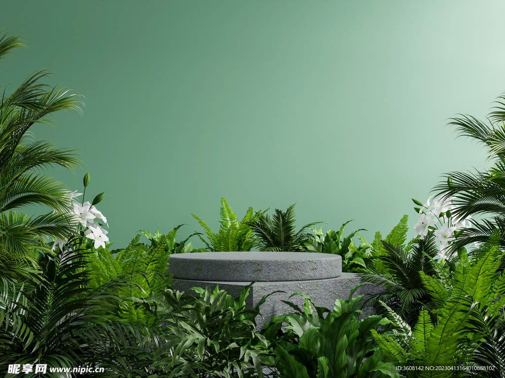 绿色展示台背景