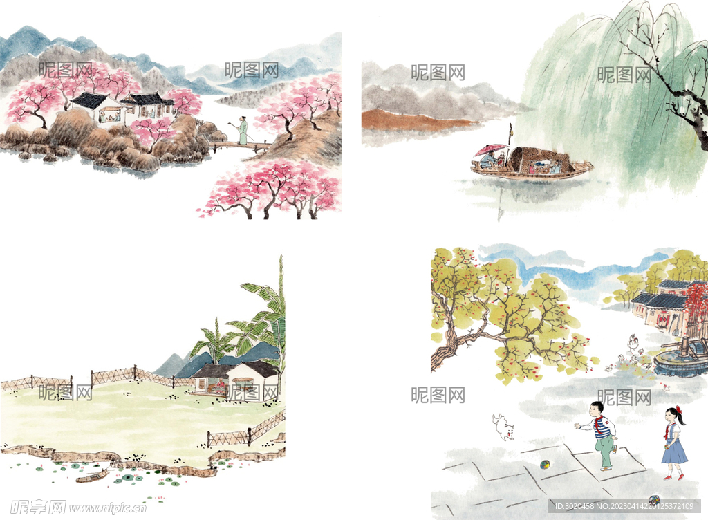 中国风水墨乡村