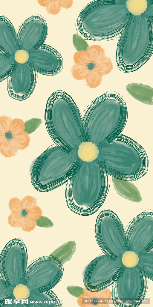 绿色花手机壳图