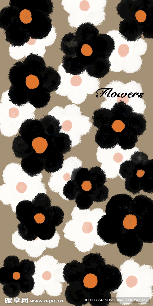 黑白花手机壳图案