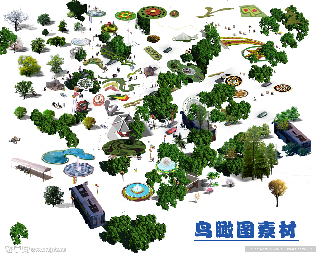 鸟瞰植物园林模块