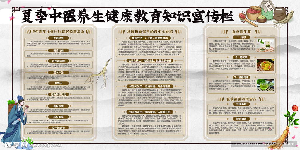 夏季中医养生健康教育知识宣传栏