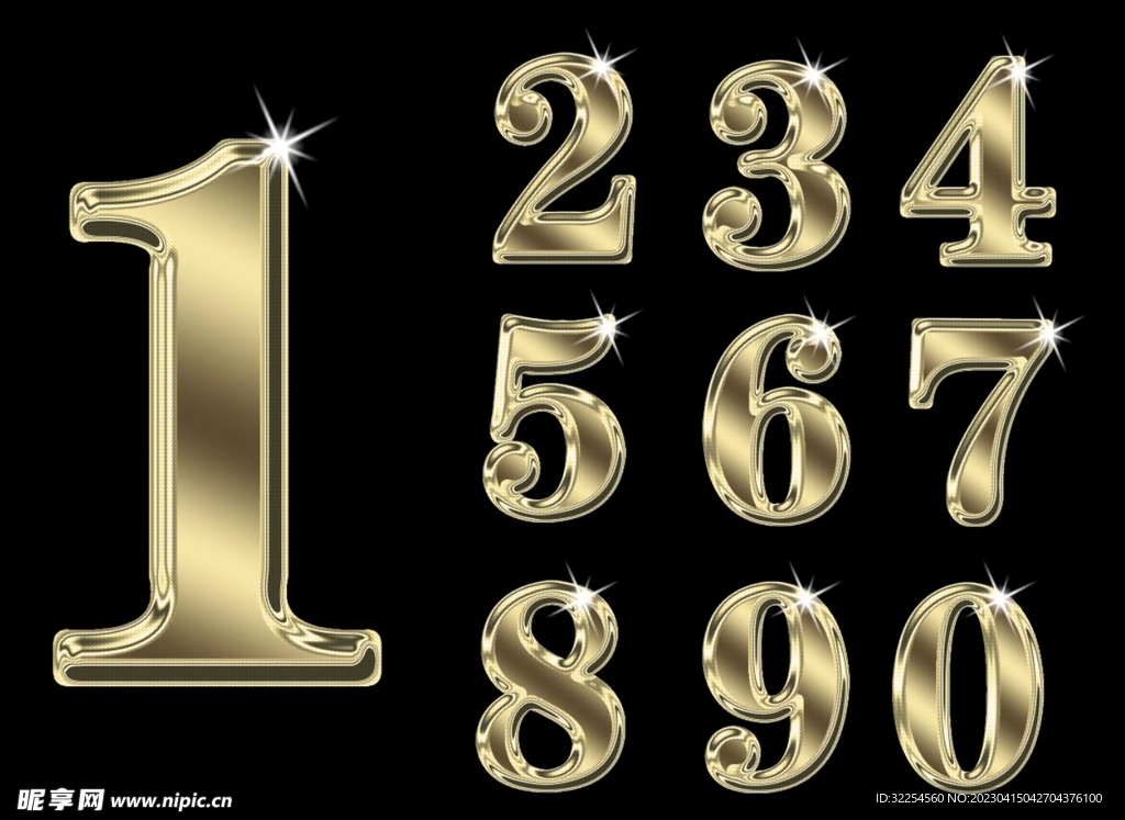 图案金色质感数字