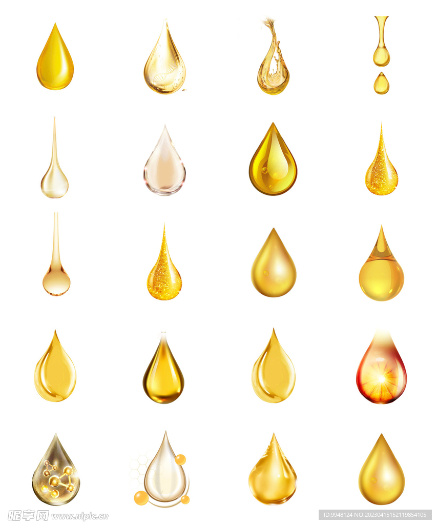 精油金色油滴png
