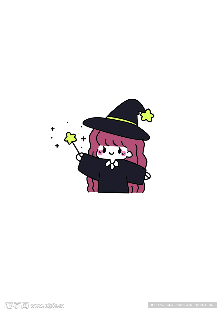 手绘可爱小女巫