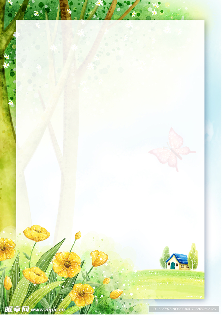 简约小清新植物背景模板