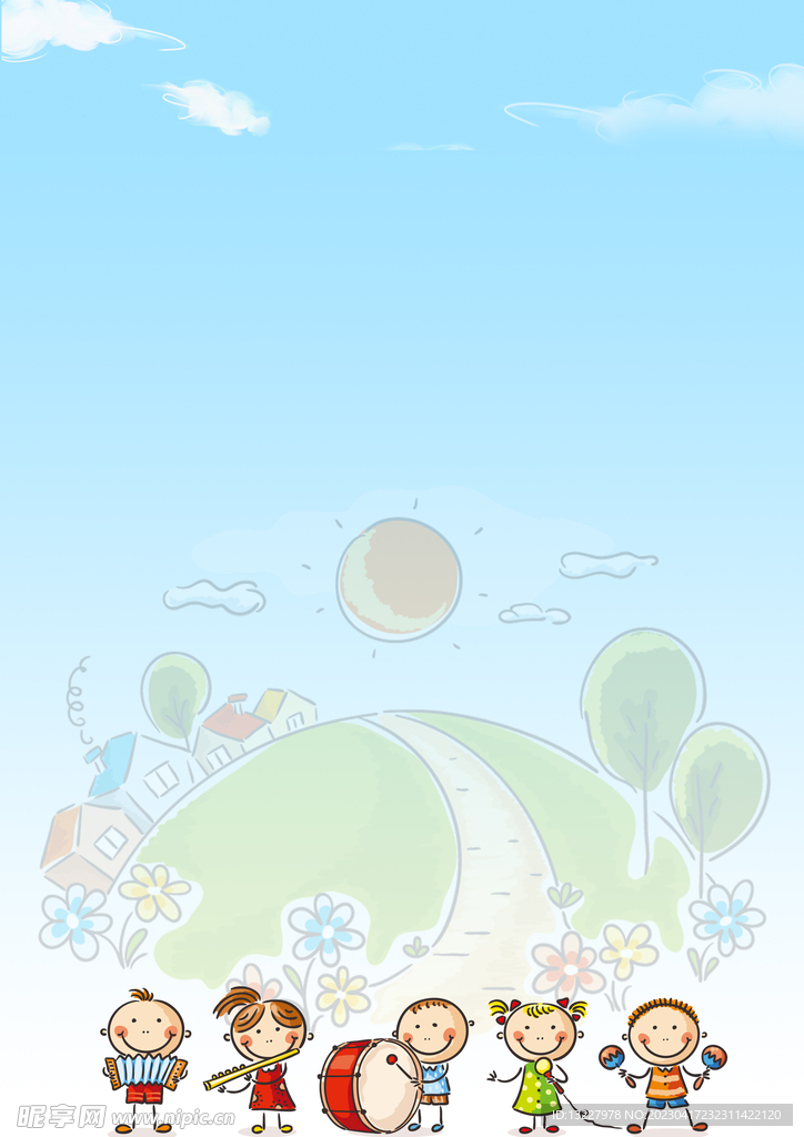 卡通人物植物背景模板