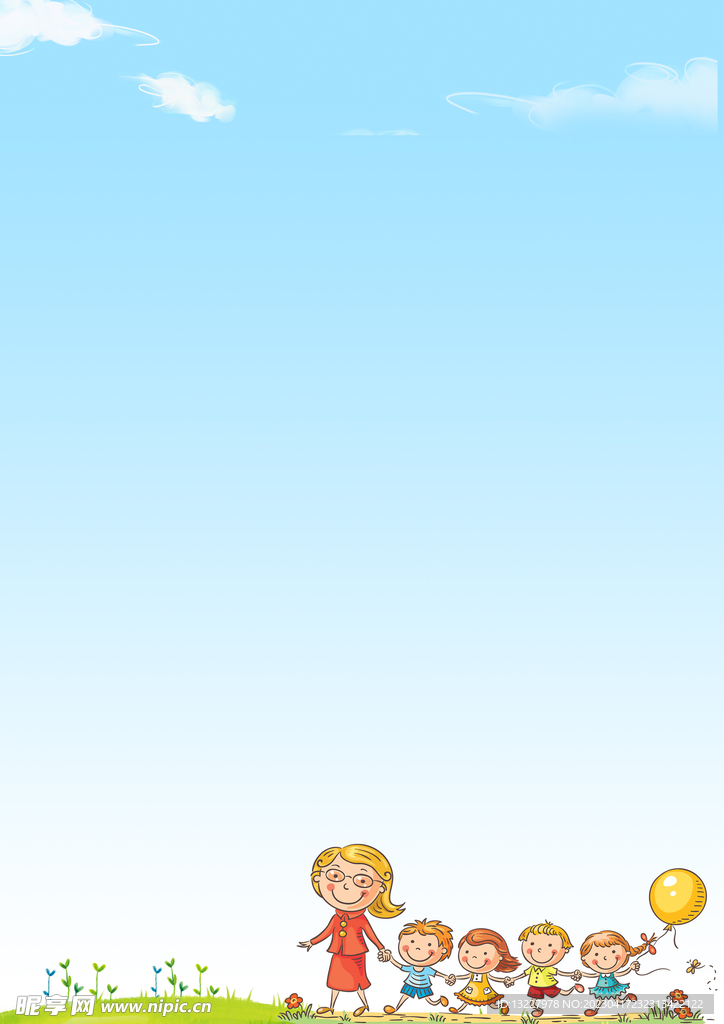 卡通人物植物背景模板